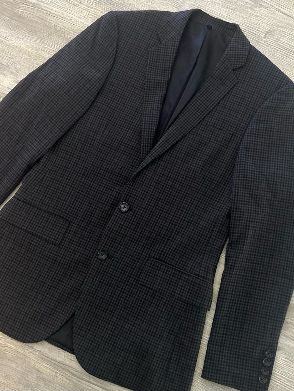 J.Crew Thompson Men's Houndstooth Blazer Jacket Wool Blend 36R Gray Black Blue